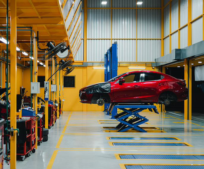 Vehicle on scissor lift